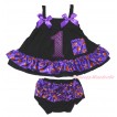 Halloween Black Purple Pumpkin Swing Top Dark Purple Bow & 1st Sparkle Purple Birthday Number matching Panties Bloomers SP33